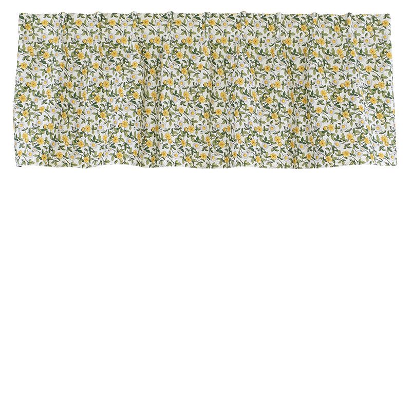 Prästkrage gul gardinkappa med söta blommor | nordisktextil.se