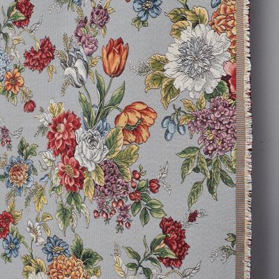 Möbeltyg Dolores grå gobelängtyg med blommor | nordisktextil.se