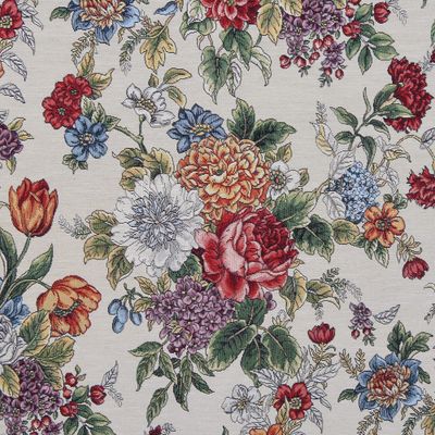 Möbeltyg Dolores creme gobelängtyg med blommor | nordisktextil.se