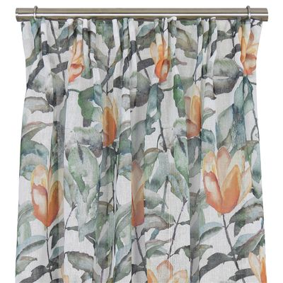 Tulip gardiner färdiga gardiner med aprikosa blommor| nordisktextil.se