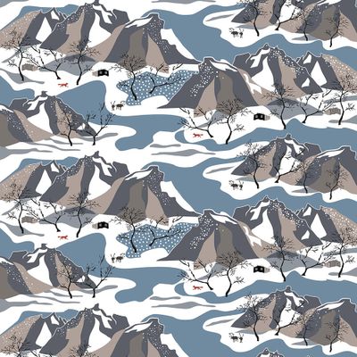 Textilvaxduk Norrland blå-beige