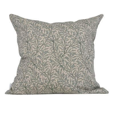 Ramas beige-mint kuddfodral med ett trendigt blad motiv - nordisktextil.se