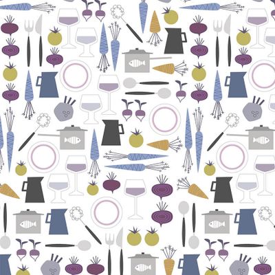 Dinner plommon med kastruller och grönsaker - nordisktextil.se