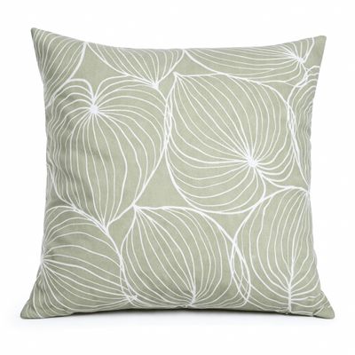 Ljusgrönt kuddfodral Tilda i bomull med vitt, organiskt mönster