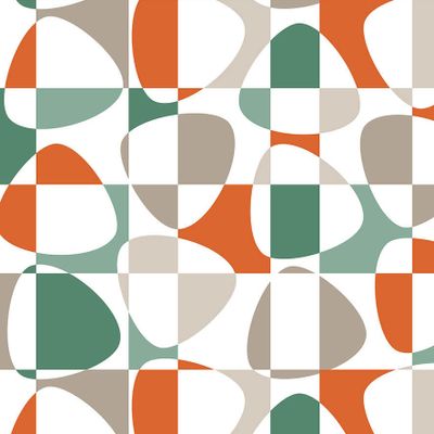 Mosaik orange tyg med ett grafiskt mönster - nordisktextil.se