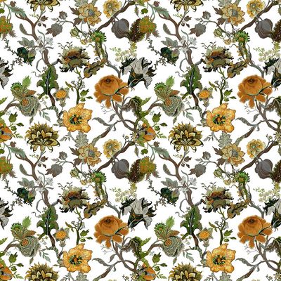 Gardin i Flower orange tyg med vackra blommor - Rosahuset.com
