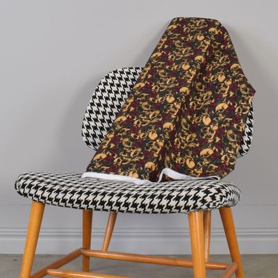Poplin skulls with roses beige