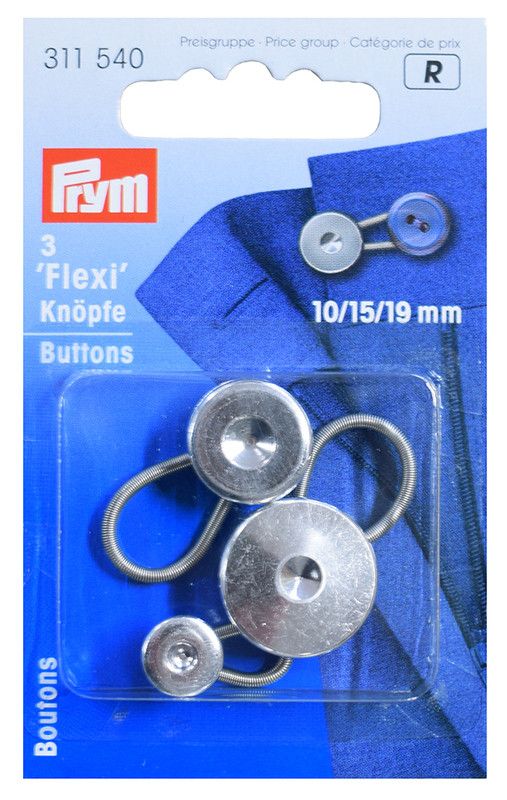 Flexiknapp 3 st knappar med förlängnings snodd om byxorna eller skjortan är liten - PRYM sybehör