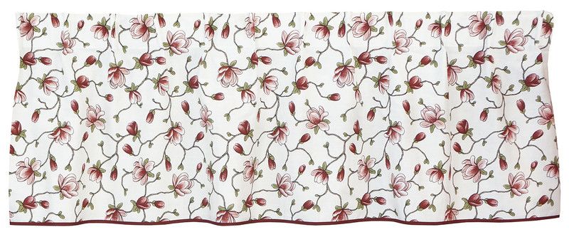 Kappa på metervara Lilliflora med vit botten och rosa blommor från Arvidssons Textil.