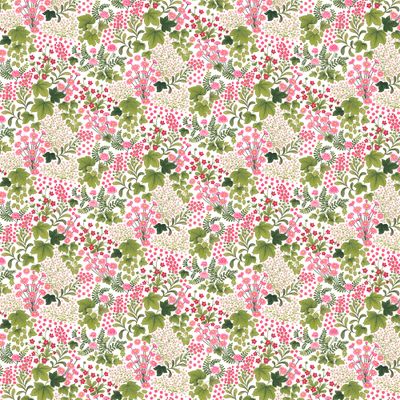 Hela rapporten av Mormors Täppa-tyget med tätt blommönster i akvarellstil på vit botten