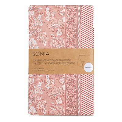 Sonia rosa akrylatduk i bomull med dekorativt mönster, 140x250 cm