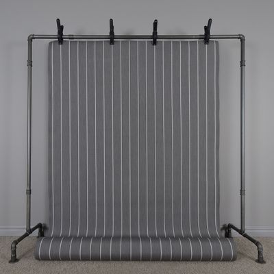 Antiqua Mörkgrå-Vit Randig Markisväv 130cm Bred