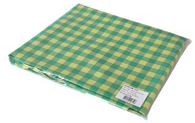 Ett parti med tyger i bit på 5 meter Kain grön rutigt bomullstyg från Arvidssons Textil.