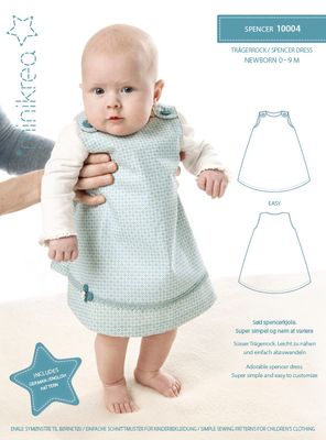Minikrea spencer dress 10004 enkelt basmönster på klänning för nyfödda 0-9mån.
