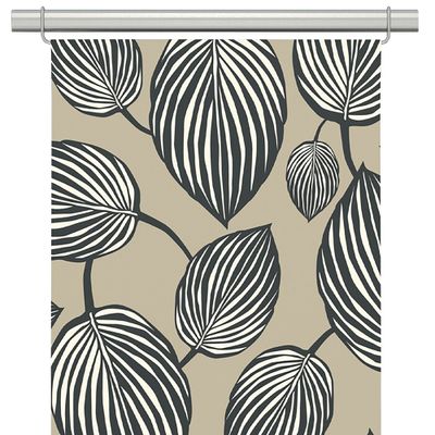 2-pack panelgardin med ett harmoniskt motiv av stora blad. Designat av Björk-Forth för Arvidssons Textil.
