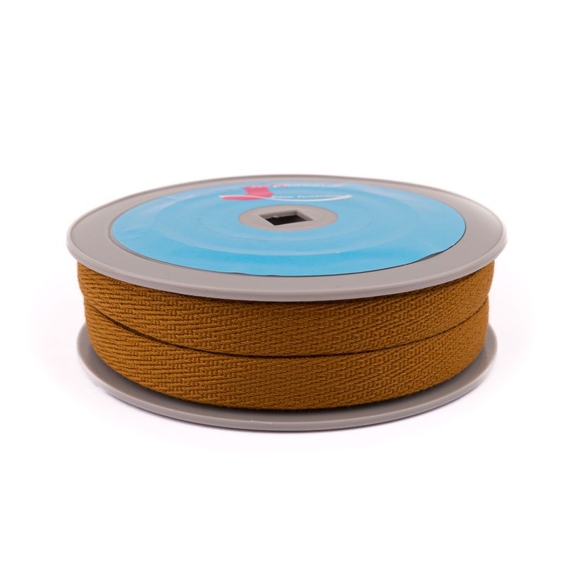 Slätt möbelband i 100% polyester, 15mm bred, metervara för tapetsering med känsla av bomull.