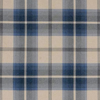 Scott rutigt beige-blått möbeltyg