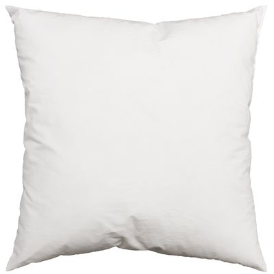 Vit innerkudde 50x50 cm med bomullstyg och lätt fluffig fyllning med dunkänsla