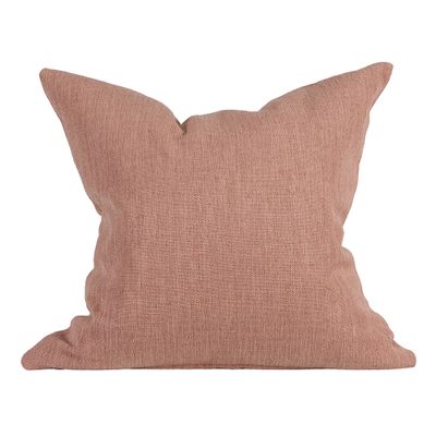 Enfärgat kuddfodral i rosa med linnekänsla från serien James