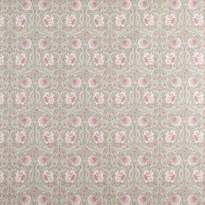 Helbild av tyg med upprepat blommönster i dimmgrönt och rosa