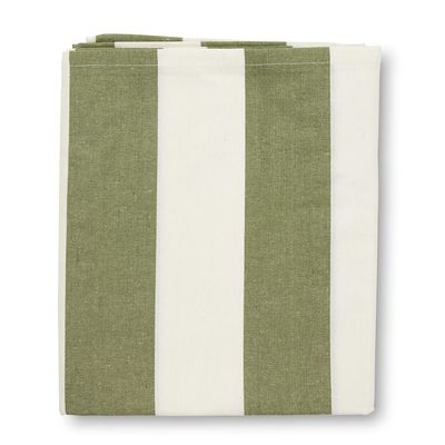 Randig bordsduk med breda ränder i grönt och vitt – Striato.