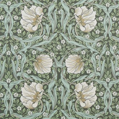 Grace grön tyg - Klassisk blommig Arts and Crafts design