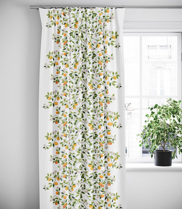 Citrusträdet gardiner multibandslängder med gröna växter- nordisktextil.se