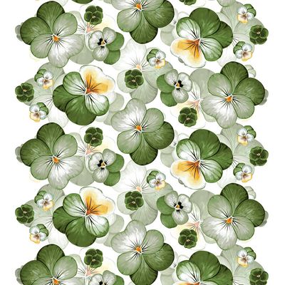 Moa grön tyg -underbart mönster med gröna stora blommor, tyg, metervara, arvidssons textil, design MiaLotta Arvidsson -Mars