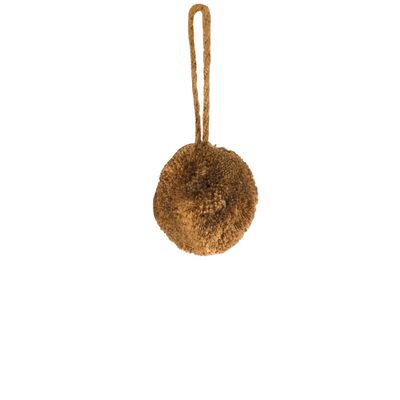 Gyllenbrun pom pom mini garnboll för dekoration av kläder eller kuddar, sybehör online.