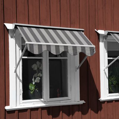 Messina Mörkgrå-Ljusgrå Randig Markisväv 130cm Bred