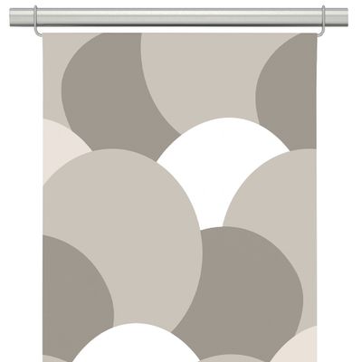 Stilren panelgardin med grafiskt mönster i toner av beige.