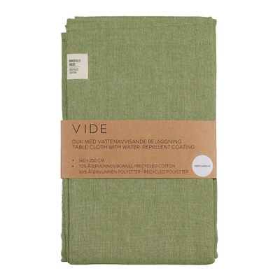 Vide grön är en stilren textilvaxduk med en mjuk, tygliknande känsla och en praktisk vattenavvisande yta