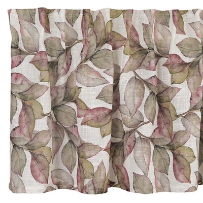 Vinnie offwhite gardinkappa med mjukt bladmönster i gröna, beige och rosa toner mot en ljus offwhite botten.