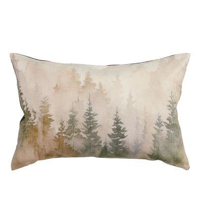 Forest kuddfodral 40x60 cm med akvarellinspirerat motiv av granar och tallar i mjuka naturtoner.