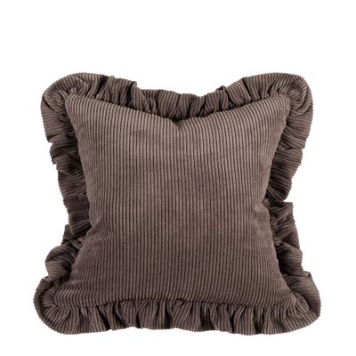 Owen kaffe kuddfodral i mjuk manchester med 5 cm bred volang runt kanten.