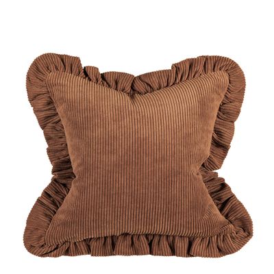 Owen rost kuddfodral i mjuk manchesterstruktur med 5 cm bred volang runt om.