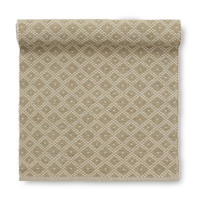 Beige bordslöpare med vävt diamantmönster – Seretta 35x120 cm.