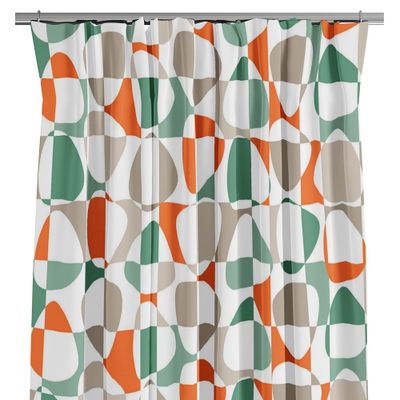 Mosaik orange tyg med ett grafiskt mönster - nordisktextil.se