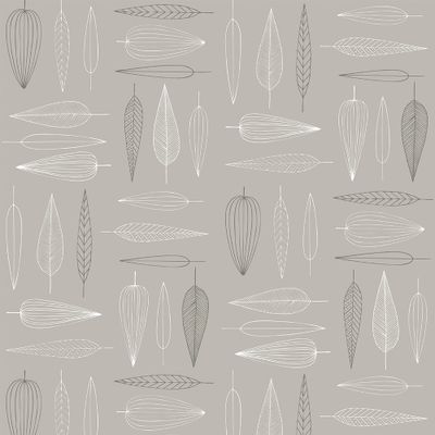 Frostblad beige tyg – metervara med bladmotiv