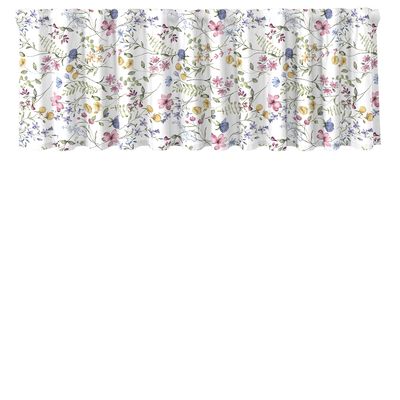 Blommönstrad gardinkappa i metervara med blå, rosa och gröna blommor på ljus botten
