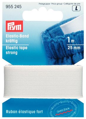 Resårband 25mm vit x 1 meter, prym sybehör prym gummiband