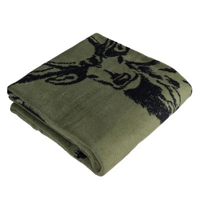 Vikt grön pläd med hjortmotiv