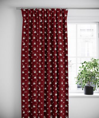 Julian röd gardiner julgardiner med magiskt julmotiv 240cm- nordisktextil.se