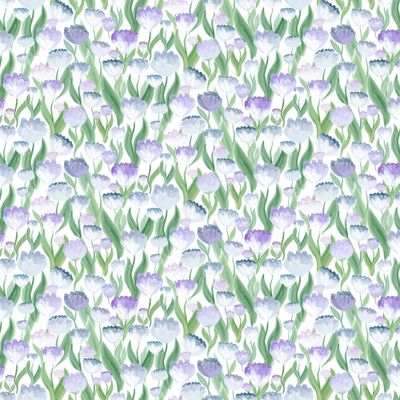 Ljuvligt blå tyg visat över hela bredden med sammanhängande blomstermönster.