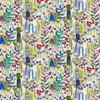 Trädgård beige som gardinlängd