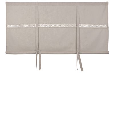 Sanna beige hissgardin med dekorativt spetsband