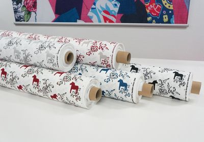 Gardintyg Kurbits mini med dalahästar