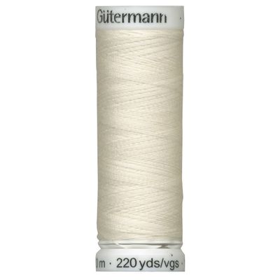 Alla tygers tråd 200m från gutermann Col. 1, kvalitets sytråd i bruten vit från tyska Gütermann i 100% polyester.