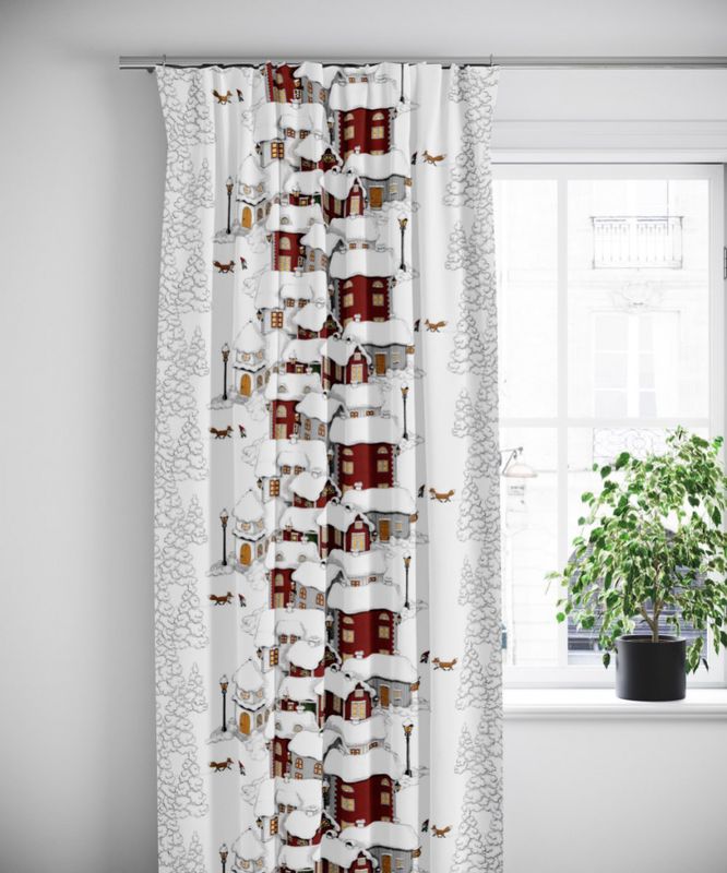 Mikkel gardiner julgardiner med magiskt julmotiv 240cm- nordisktextil.se