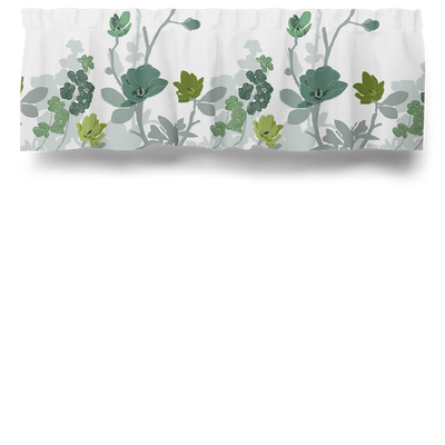 Kappa Grandiflora grön på metervara med offwhite botten och blommor och kvistar i gröna färger från Arvidssons Textil.